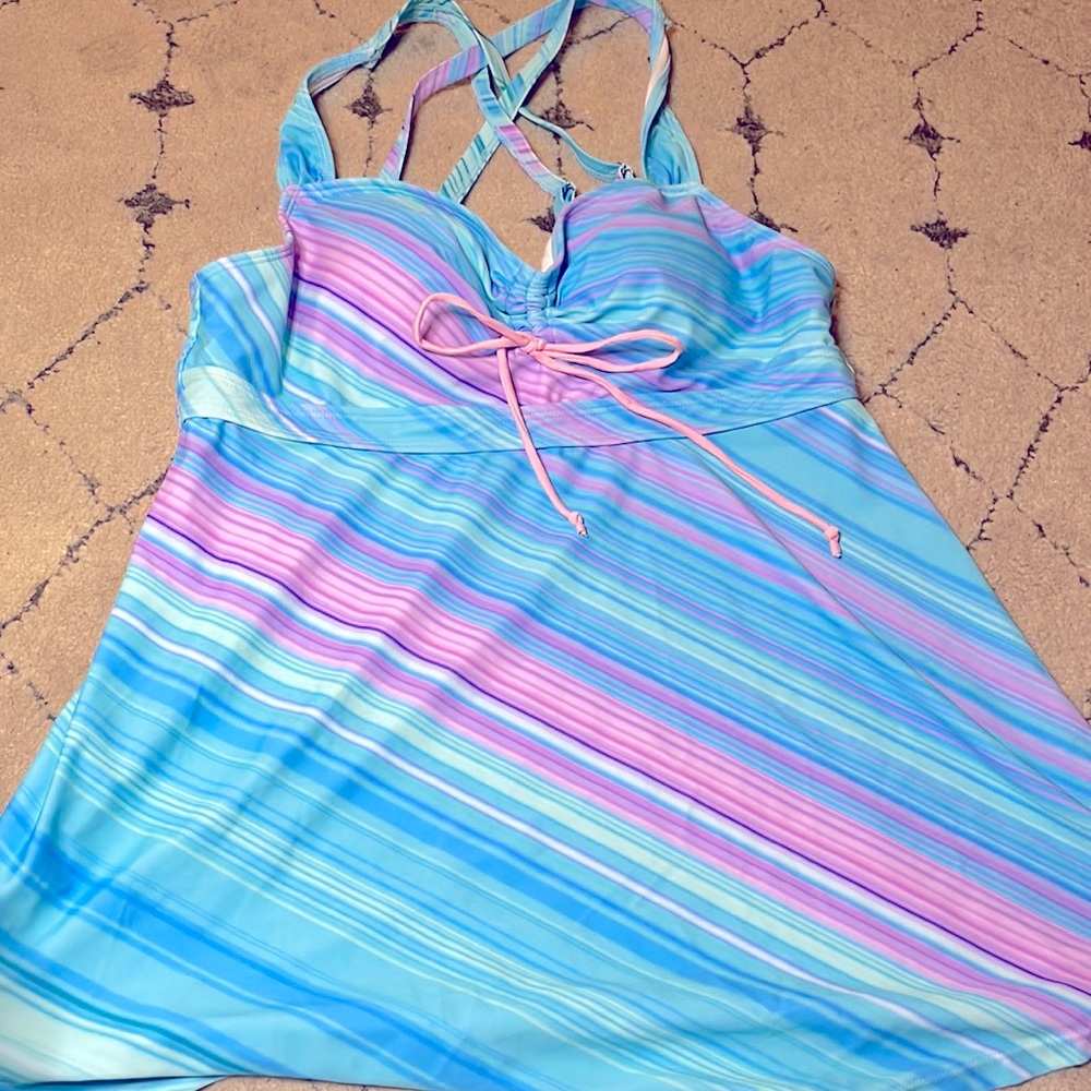 New without tags tankini long dress type bathing suit top sz XL